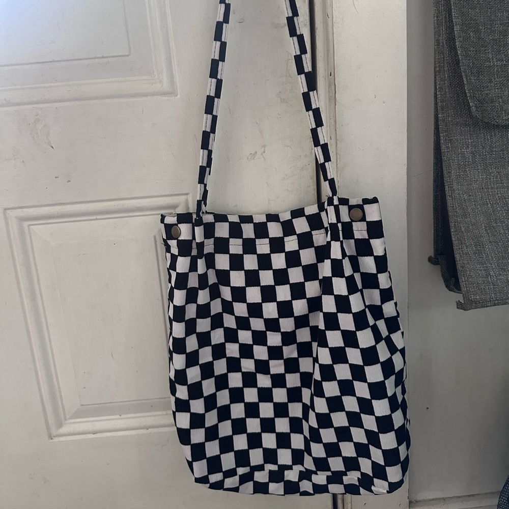 Checkered Black and White Tote Bag